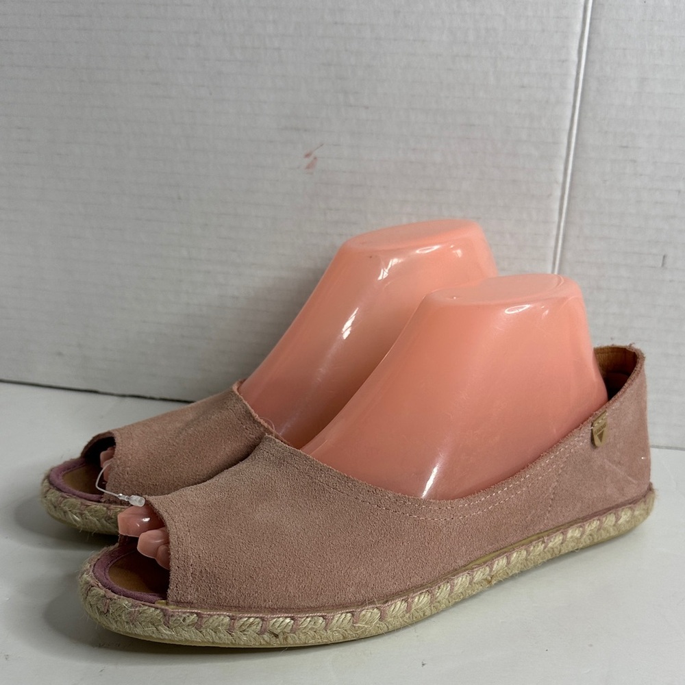 Verbenas Cruz Peep Toe Women's Espadrille Flats in Pink size EU 40(US 10)
